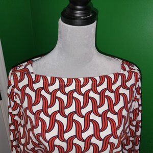Talbots Woman Red Print Top Size 1X